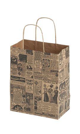 SafePro 16612NE, 16x6x12-Inch Newspaper Print Shopping Bag with Handles, 250/CS (Discontinued)
