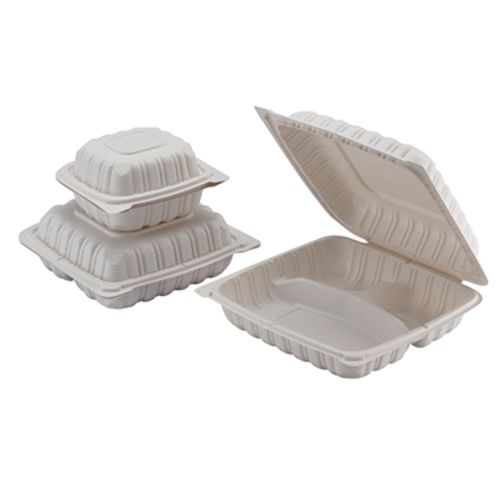 Fineline Settings 17SH8PP.WH, 8x8-inch ReForm Mineral Filled Square Polypropylene Hinged Container, 150/CS