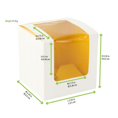 PacknWood 209BCKF1, 3.35x3.35x3.35-Inch Yellow Cupcake Box with Window, 100/CS