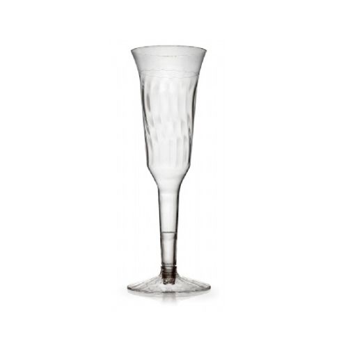 Fineline Settings 2105-CL 5 Oz 2-Piece Flairware Clear Plastic Champagne Flutes, 120/CS