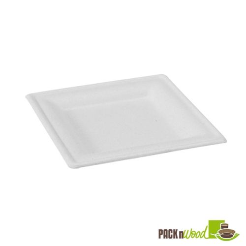 PacknWood 210APU2626BR 10.2x10.2-inch White Rectangular Sugar Cane Plate, 250/CS