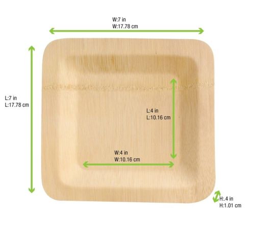 PacknWood 210BVNER7SQ1, 7x7x0.4-Inch Bamboo Veneer Square Plate, 50/CS