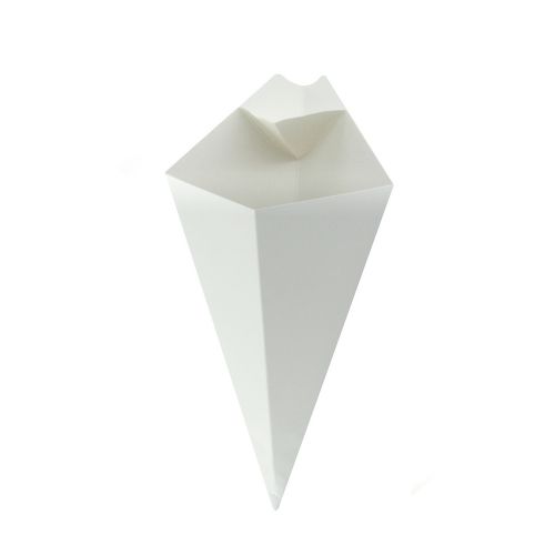 PacknWood 210CONFR3WH, 14 Oz White Paper Cones with Built in Dipping Sauce Compartment, 500/CS