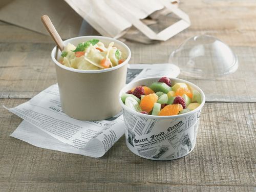 PacknWood 210DELINEWS12, 12-oz Deli Round News Printed Container, Gray, 500/CS. Lids are sold separately