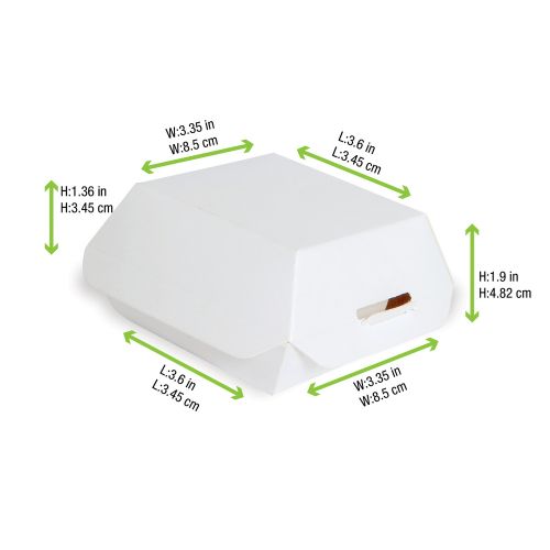 PacknWood 210EATBURG80, 3.3x3.3x2-Inch White Mini Slider Box, 500/CS