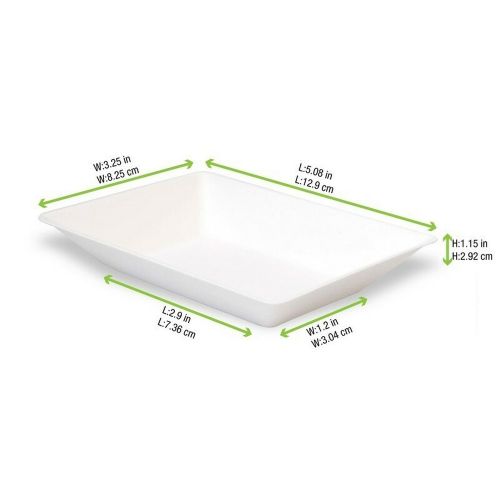 PacknWood 210ECOD140, 5.08x3.25x1.15-Inch Eco-Design White Sugarcane Plate, 800/CS