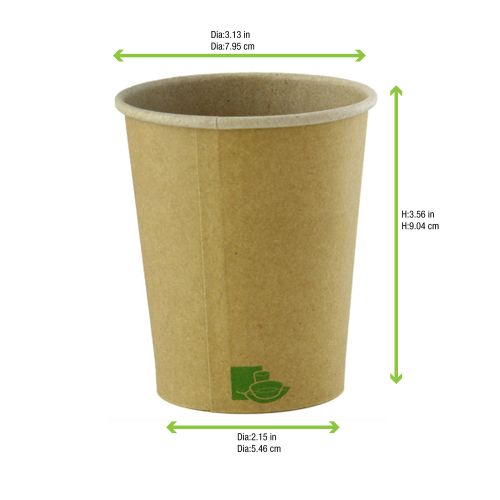 PacknWood 210GCZEN84, 8 Oz Zen Kraft Recyclable Paper Cup, 1000/CS