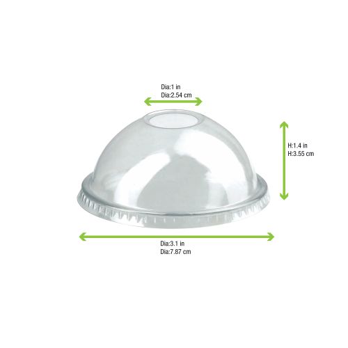 PacknWood 210GKLD74D, 3-inch Clear PET Dome Lid for 210POC121N & 210POB121 Cups, 1000/CS