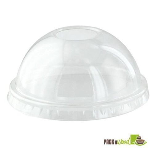 PacknWood 210GKLD74DX, 3-inch Clear PET Dome Lid With Hole for 210POC81N & 210POB121 Cups, 1000/CS