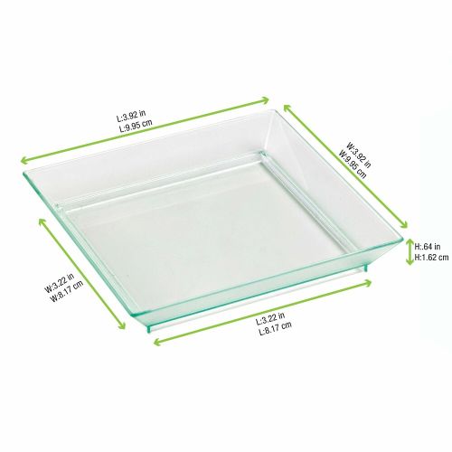 PacknWood 210KLAR1010, 3.5 Oz Klarity Square Mini Transparent Green Dish, 100/PK