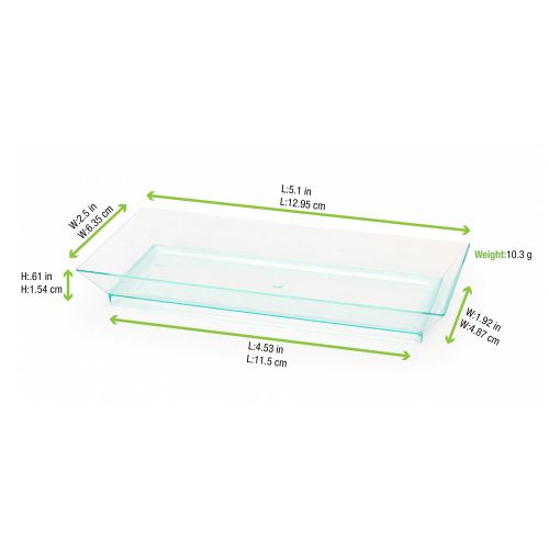 PacknWood 210KLAR1365, 2.5-inch Klarity Rectangular Transparent Green Dish, 200/CS