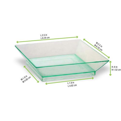 PacknWood 210KLAR6565, 1.5 Oz Klarity Square Mini Transparent Green Dish, 200/CS
