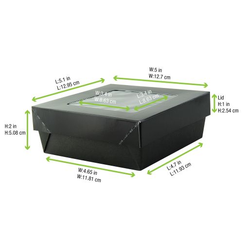PacknWood 210KRAYBAK135, 30 Oz Bakeable Black Kray Box with PET Lid, 100/PK