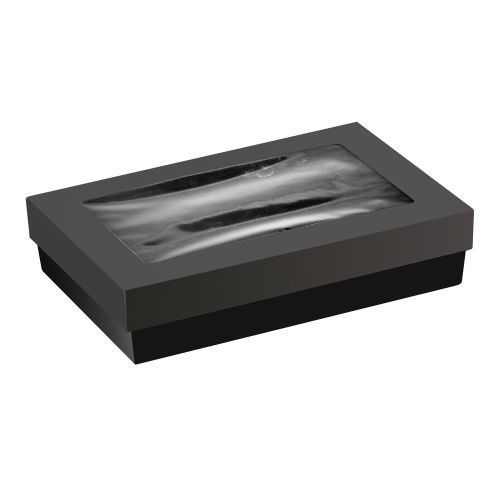 PacknWood 210KRAYBAK225, 48 Oz Bakeable Black Kray Box with PET Lid, 100/PK
