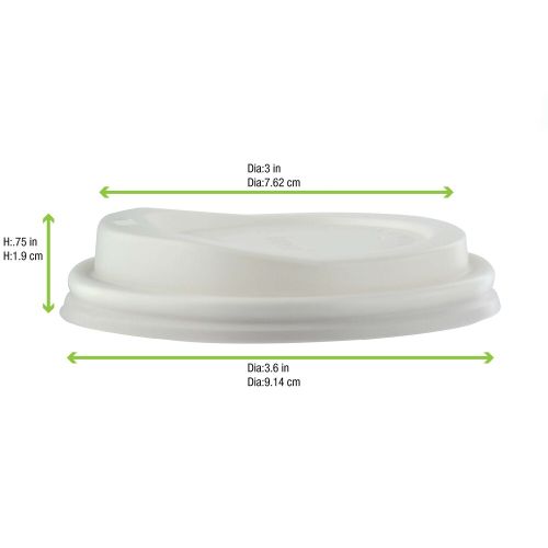 PacknWood 210LGDW16, 3.5-inch Compostable Coffee Lid for 10-20 Oz Cups, 1000/CS