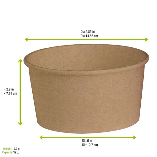 PacknWood 210PC1000K, 30 Oz Round Kraft To Go Sturdy Paper Cup for Cold & Hot Servings, 360/CS