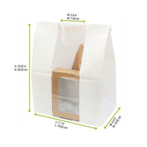 PacknWood 210SOS13BLF, 7-inch Long White SOS Bag with Window, 500/CS