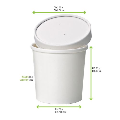 PacknWood 210SOUP12, 12 Oz White Sturdy Paper Cup for Cold & Hot Servings, 500/CS