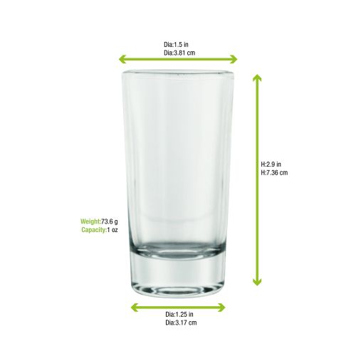 PacknWood 210VRCYL2, 2 Oz Cylo 1 Shooter Glass, 48/PK
