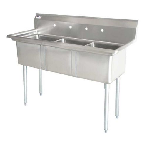 Omcan 22120, 24x24x14-inch 3-Compartment Stainless Steel Sink, No Drain Board