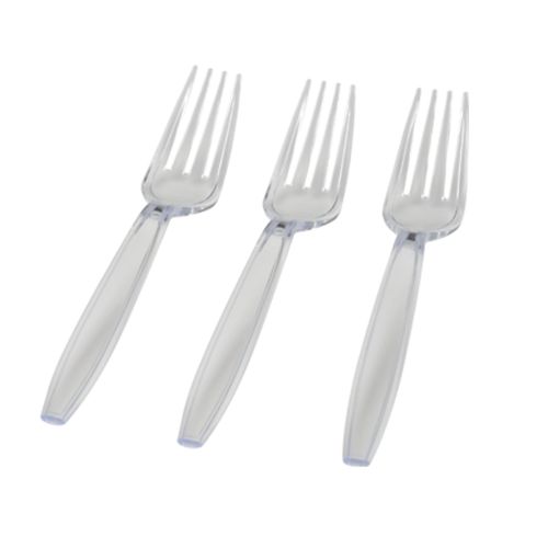 Fineline Settings 2503-CL, 7-inch Flairware Extra Heavy Clear Polystyrene Forks, 1000/CS