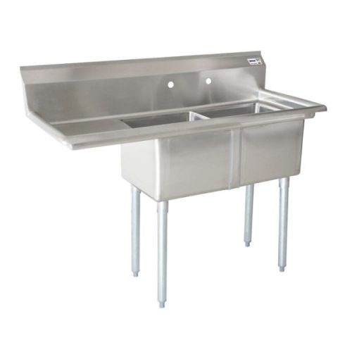 Omcan 25256, 24x24x14-inch 2-Compartment Stainless Steel Sink with Left Drain Board
