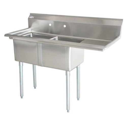 Omcan 25268, 18x21x14-inch 2-Compartment Stainless Steel Sink with Right Drain Board