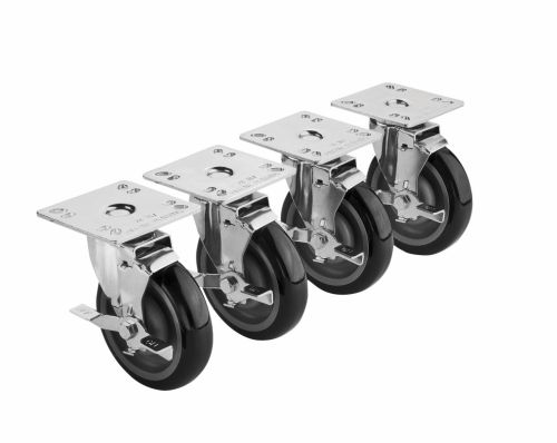 KROWNE 28-111S, 3.5x3.5-Inch Universal Plate Casters with 5-Inch Wheels, 4-Piece Set