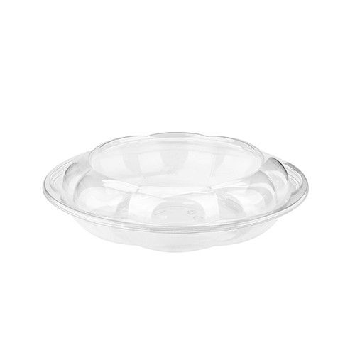 SafePro 40SW100, 40 Oz. 10-inch Crystal Clear PET Swirl Bowl with Swirl Lid Combo, 100/CS