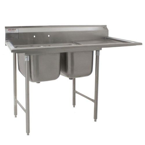 Eagle Group 412-16-2-18R, Stainless Steel Commercial Compartment Sink with Two 16-Inch Bowls and Right Side 18-Inch Drainboard, NSF