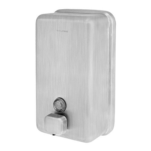 Alpine Industries 423-1 40Oz Vertical Wall Mount Stainless Steel Liquid Soap Dispenser with Push Button, EA