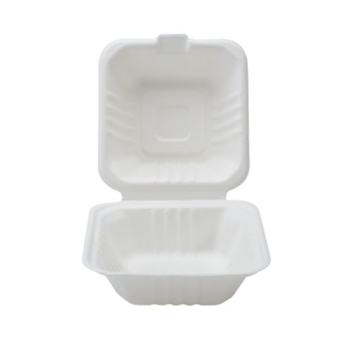 Fineline Settings 42SH6, 6x6x3.1-inch Conserveware Bagasse Hinged Container, 500/CS (Discontinued)