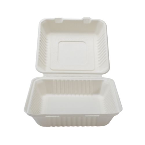 Fineline Settings 42SHDL9, 9x9x3.1-inch Conserveware PLA Lined Bagasse Deep Hinged Container, 200/CS