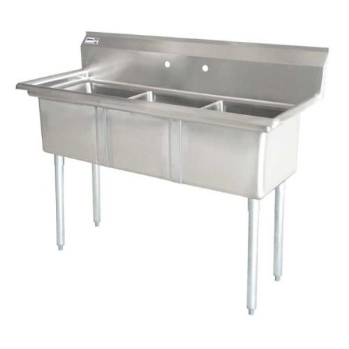 Omcan 43776, 18x21x14-inch 3-Compartment Stainless Steel Sink, No Drain Board