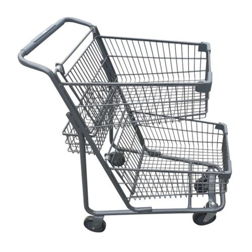 Omcan 44555, 32-inch Double Basket Shopping Cart