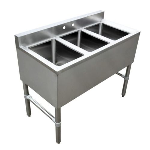 Omcan 44601, 10x14x10-inch 3-Compartment Stainless Steel Underbar Sink, No Drain Board