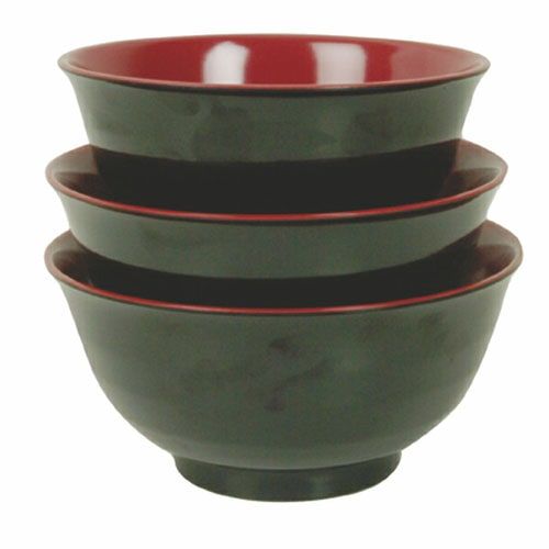 Thunder Group 5565JBR 28 Oz 6.5 Inch Asian Two Tone Melamine Red and Black Round Large Soup Bowl, DZ