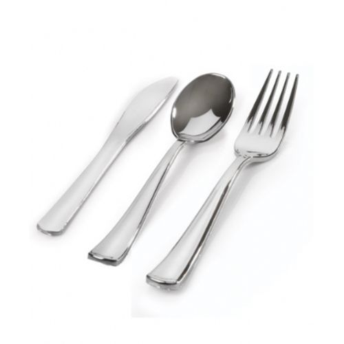 Fineline Settings 6011, Silver Secrets 24 Count Cutlery Combo (Fork, Spoon, Knife), 576/CS