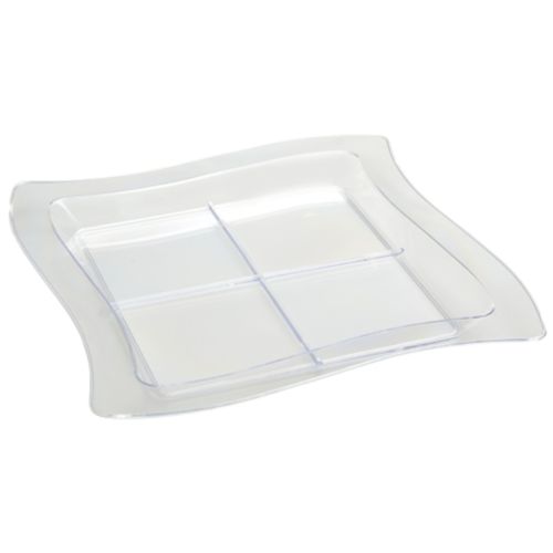 Fineline Settings 6206-CL, 7.25x7.25-inch Tiny Temptations Clear 4-Compartment Tiny Trays, 120/CS