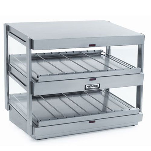 Nemco 6480-24, 24-inch Stainless Steel Double Shelf Display Case, 120V