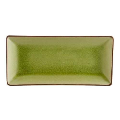 C.A.C. 666-13-G, 11.5x6.5-Inch Green Non-Glare Glaze Japanese Style Rectangular Stoneware Platter, DZ