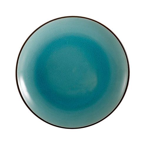 C.A.C. 666-21-BLU, 12-Inch Blue Non-Glare Glaze Stoneware Coupe Plate, DZ