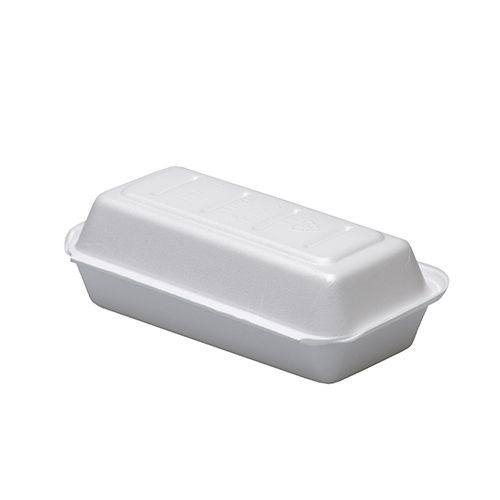 Dart 72HT1, 7x4x2-Inch Performer White Hot Dog Foam Container with a Removable Hinged Lid, 500/CS