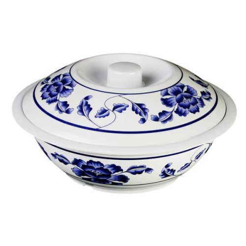 Thunder Group 8011TB 80 Oz 11 Inch Asian Lotus Melamine Round Serving Bowl With Lid, EA
