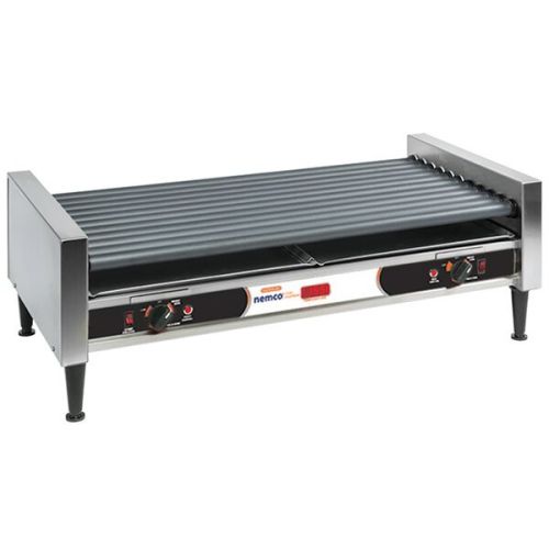 Nemco 8050SX-SLT-RC, 50 Hot Dog Capacity Slanted Hot Dog Roller Grill with GripsIt Non-Stick Coating, 120V