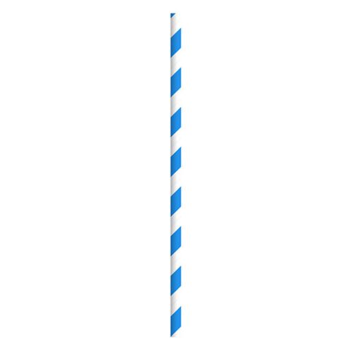 PacknWood 8NPCHP19BLU1, 7.75-inch Unwrapped Blue & White Striped Paper Straws, 300/CS