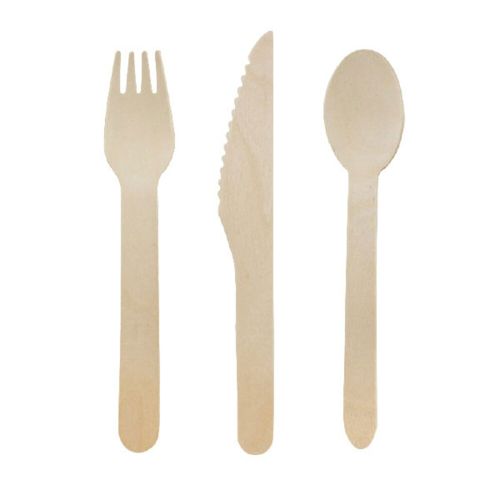 PacknWood 8NPCOUVB241B, 6.5-inch Woodsy Wooden Cutlery Kit (8 Forks/8 Knives/8 Spoons), 288/CS