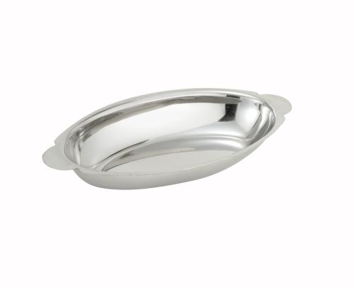 Winco ADO-20, 20-Ounce Stainless Steel Oval Au Gratin Dish