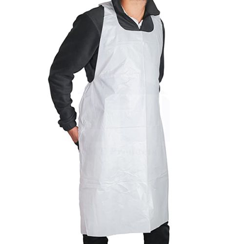 SafePro Disposable Medium Weight White Poly Aprons, 500-Piece Case