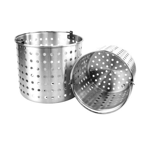 Choice 20 Qt. Standard Weight Aluminum Stock Pot with Steamer Basket and  Cover